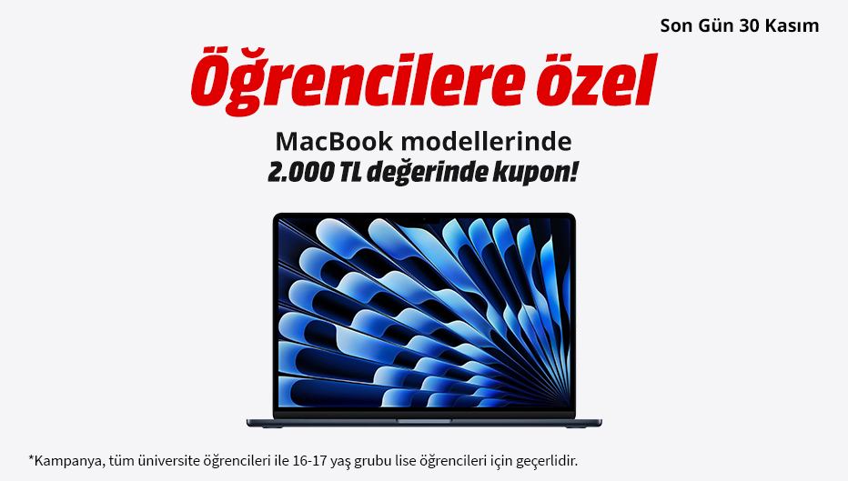 MediaMarkt'tan Öğrencilere Özel MacBook’larda 2.000 TL Hediye Kupon! - MediaMarkt öğrenci indirimi kampanya görseli