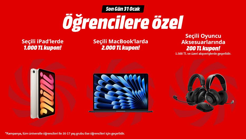 MediaMarkt'tan Öğrencilere Özel MacBook – iPad ve Oyuncu Aksesuarlarında Geçerli Kupon Desteği! - MediaMarkt öğrenci indirimi kampanya görseli