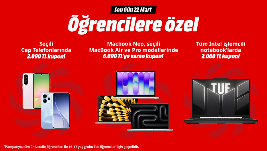 MediaMarkt'tan Öğrencilere 6.000 TL’ye Varan Kupon Desteği!