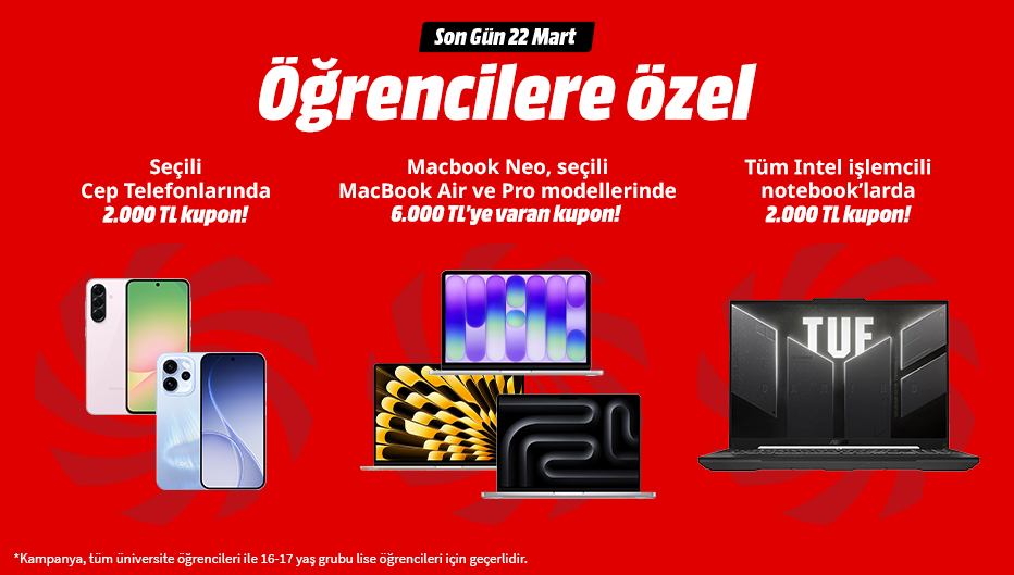 MediaMarkt'tan Öğrencilere 6.000 TL’ye Varan Kupon Desteği!