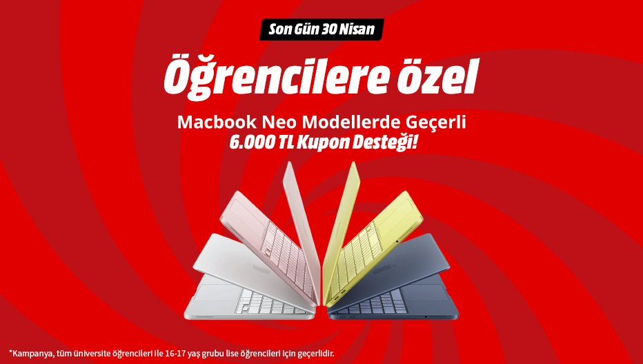 Macbook Neo Modellerde 6.000 TL Kupon Desteği!