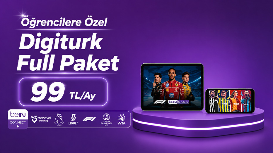 Digiturk Full Paket Öğrencilere 99 TL/Ay!