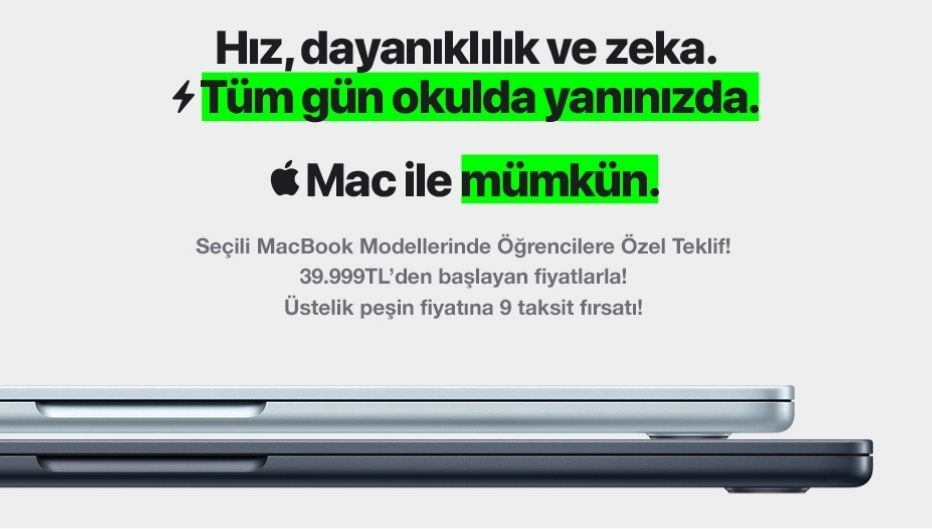 Hepsiburada’dan Seçili MacBook Modellerinde Öğrencilere Özel  Teklif! 39.999TL'den Başlayan Fiyatlarla. Peşin Fiyatına 9 Taksit!  - hepsiburada öğrenci indirimi kampanya görseli