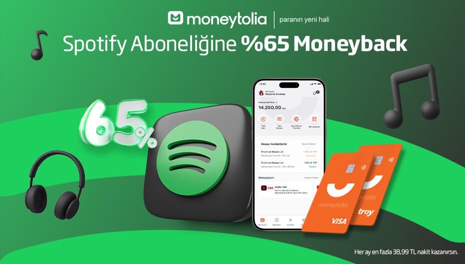 Öğrenciler Spotify Ödemesinin %65'ini Anında Nakit Kazanıyor!  - Moneytolia öğrenci indirimi kampanya görseli